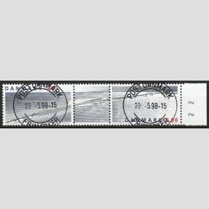 FRIM�RKER DANMARK | 1998 - AFA 1174-75 - Sammentryk med vignet - 5,00 + 5,00 Kr. - Lux Stemplet