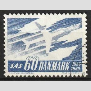 FRIM�RKER DANMARK | 1961 - AFA 391F - SAS 10 �rs jubil�um - 60 �re bl� flour - P�nt stemplet