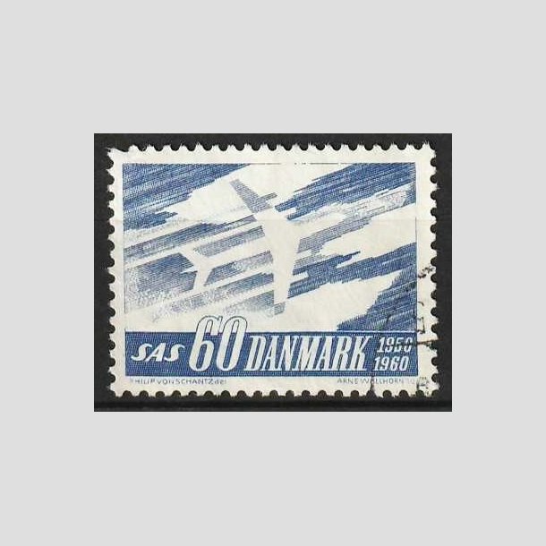 FRIM�RKER DANMARK | 1961 - AFA 391F - SAS 10 �rs jubil�um - 60 �re bl� flour - P�nt stemplet
