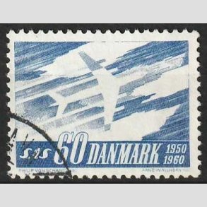 FRIM�RKER DANMARK | 1961 - AFA 391F - SAS 10 �rs jubil�um - 60 �re bl� flour - P�nt stemplet