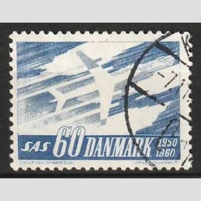 FRIM�RKER DANMARK | 1961 - AFA 391F - SAS 10 �rs jubil�um - 60 �re bl� flour - P�nt stemplet