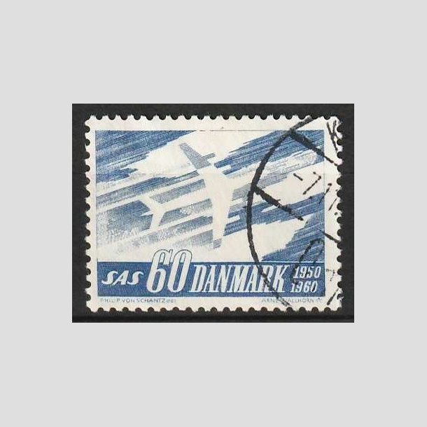 FRIM�RKER DANMARK | 1961 - AFA 391F - SAS 10 �rs jubil�um - 60 �re bl� flour - P�nt stemplet
