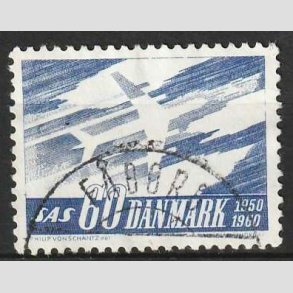 FRIM�RKER DANMARK | 1961 - AFA 391F - SAS 10 �rs jubil�um - 60 �re bl� flour - P�nt stemplet