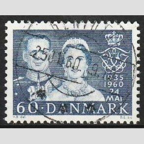 FRIM�RKER DANMARK | 1960 - AFA 385 - S�lvbryllup - 60 �re bl� - Lux Stemplet Gentofte
