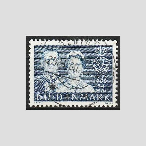 FRIM�RKER DANMARK | 1960 - AFA 385 - S�lvbryllup - 60 �re bl� - Lux Stemplet Gentofte