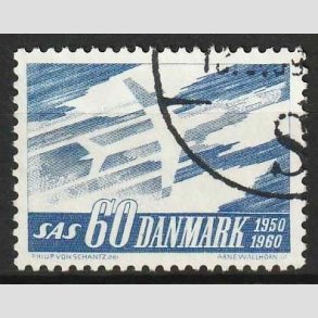 FRIM�RKER DANMARK | 1961 - AFA 391F - SAS 10 �rs jubil�um - 60 �re bl� flour - P�nt stemplet