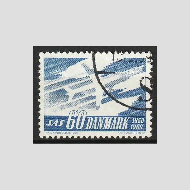 FRIM�RKER DANMARK | 1961 - AFA 391F - SAS 10 �rs jubil�um - 60 �re bl� flour - P�nt stemplet