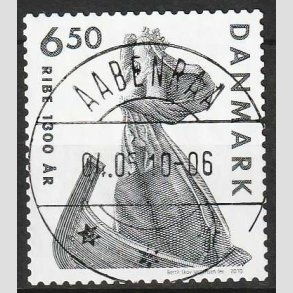 FRIM�RKER DANMARK | 2010 - AFA 1615 - Ribe 1300 �r - 6,50 Kr. gr�lig - Lux Stemplet 