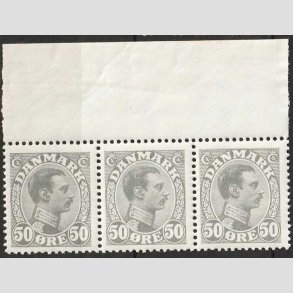 FRIM�RKER DANMARK | 1921-22 - AFA 129a - Chr. X 50 �re gr� i 3-stribe - Postfrisk