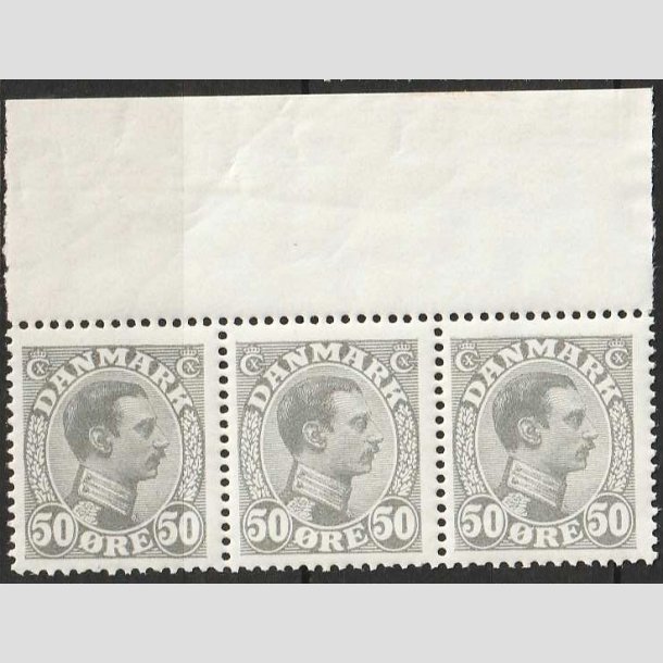 FRIM�RKER DANMARK | 1921-22 - AFA 129a - Chr. X 50 �re gr� i 3-stribe - Postfrisk