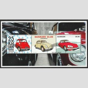 FRIM�RKER DANMARK | 2017 - AFA 1906A - Veteranbiler - 3 x 25,00 kr. Miniark - P�nt Stemplet 