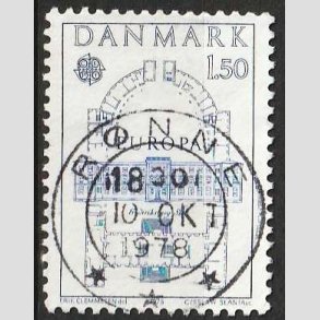 FRIM�RKER DANMARK | 1978 - AFA 659 - Europam�rker - 1,50 Kr. bl� - Pragt Stemplet R�nne