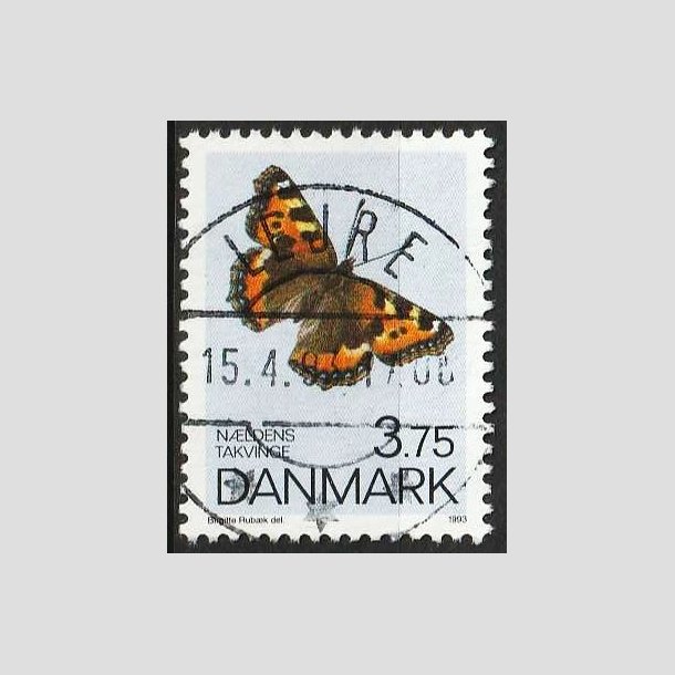 FRIM�RKER DANMARK | 1993 - AFA 1037 - Sommerfugle - 3,75 Kr. flerfarvet - Lux Stemplet Lejre