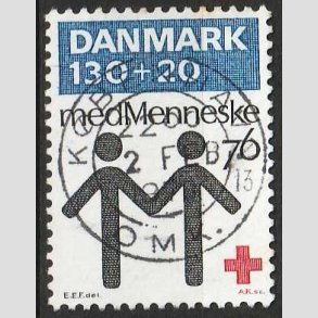FRIM�RKER DANMARK | 1976 - AFA 612 - Dansk R�de Kors 100 �r. - 130 + 20 �re bl�/r�d/sort - Lux Stemplet