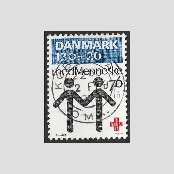 FRIM�RKER DANMARK | 1976 - AFA 612 - Dansk R�de Kors 100 �r. - 130 + 20 �re bl�/r�d/sort - Lux Stemplet