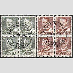 FRIM�RKER DANMARK | 1951 - AFA 326+27 - Fr. IX 35 + 55 �re i 4-blok - Lux Stemplet