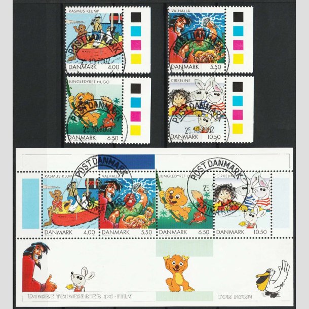 FRIM�RKER DANMARK | 2002 - AFA 1307-11 - Danske tegneserier - Komplet s�t incl. miniark - Pragt Stemplet 