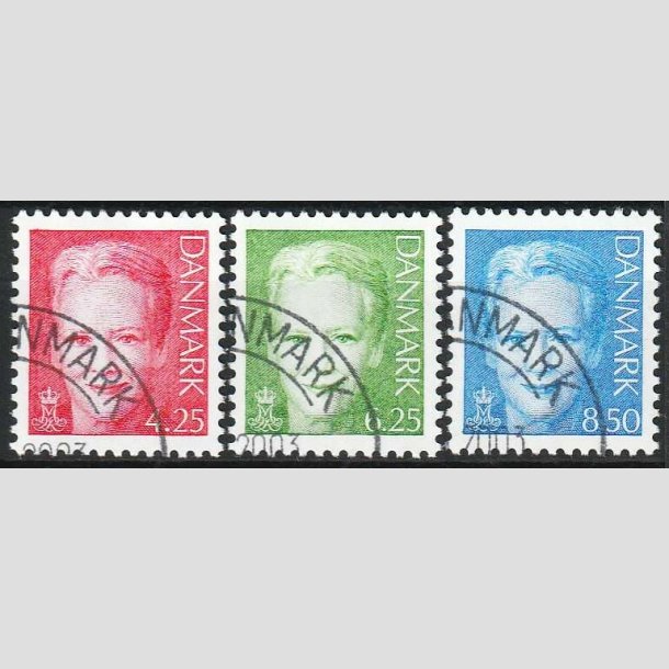 FRIM�RKER DANMARK | 2003 - AFA 1338-40 - Dronning Margrethe - 4,25-8,50 Kr. - Flot Stemplet