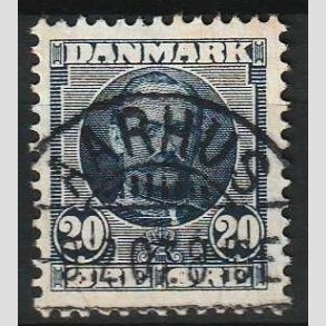 FRIM�RKER DANMARK | 1907 - AFA 56 - Frederik VIII 20 �re bl� - Lux Stemplet Aarhus