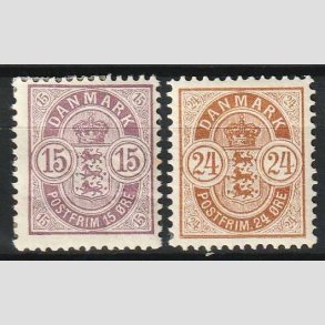 FRIM�RKER DANMARK | 1901-02 - AFA 38+39 - 15 + 24 �re - Ubrugt
