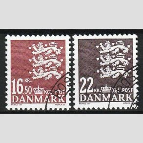 FRIM�RKER DANMARK | 2005 - AFA 1414+15 - Lille Rigsv�ben - 16,50 + 22 Kr. brun - P�nt Stemplet 