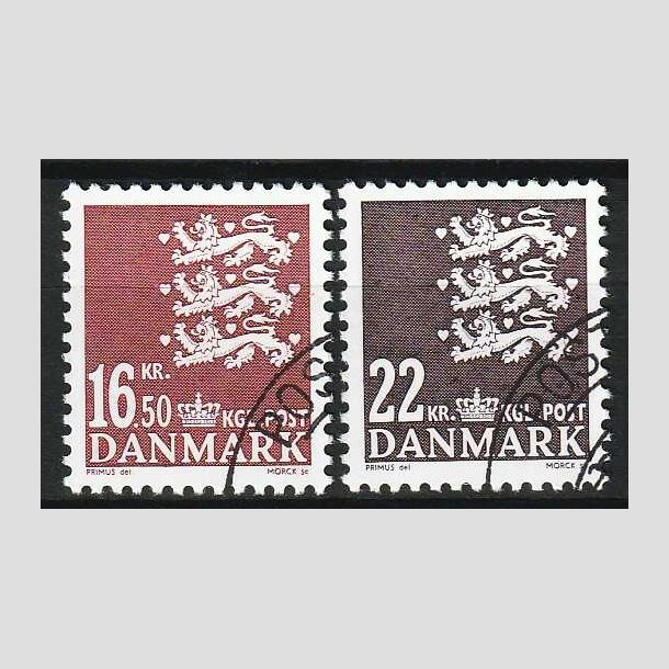 FRIM�RKER DANMARK | 2005 - AFA 1414+15 - Lille Rigsv�ben - 16,50 + 22 Kr. brun - P�nt Stemplet 