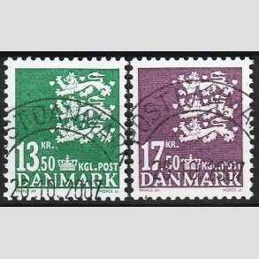FRIM�RKER DANMARK | 2007 - AFA 1490+91 - Lille Rigsv�ben - 13,50 + 17,50 Kr. - Pragt Stemplet