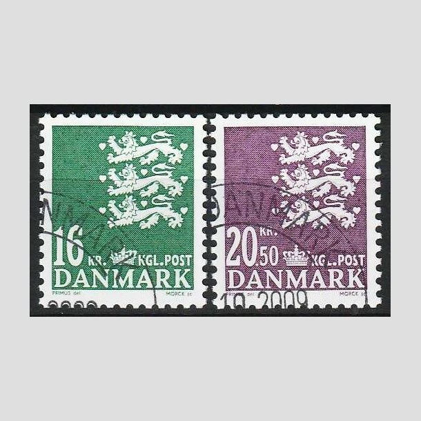 FRIM�RKER DANMARK | 2008 - AFA 1531+32 - Lille Rigsv�ben - 16 + 20,50 Kr. - Flot hj�rnestemplet