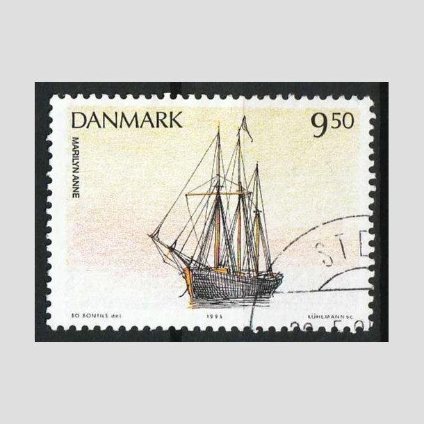 FRIM�RKER DANMARK | 1993 - AFA 1048 - Sejlskibe - 9,50 Kr. - Flot Stemplet 