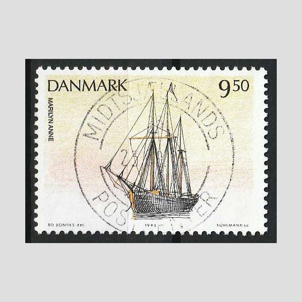 FRIM�RKER DANMARK | 1993 - AFA 1048 - Sejlskibe - 9,50 Kr. - Lux Stemplet 