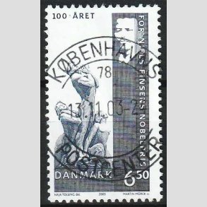FRIM�RKER DANMARK | 2003 - AFA 1372 - Dansk Nobelpris 100 �r. - 6,50 Kr. - Pragt Stemplet 