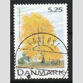 FRIM�RKER DANMARK | 1999 - AFA 1198 - Danske l�vtr�er - 5,25 Kr. flerfarvet - Pragt Stemplet Vanl�se