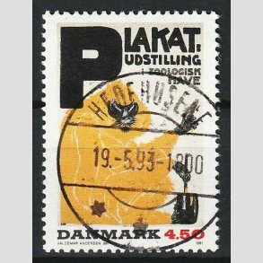 FRIM�RKER DANMARK | 1991 - AFA 1000 - Dansk Plakatkunst - 4,50 Kr. - Pragt Stemplet Hedehusene