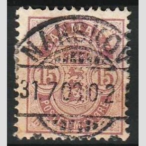 FRIM�RKER DANMARK | 1901-02 - AFA 38 - 15 �re gr�lilla - Lux Stemplet Nakskov