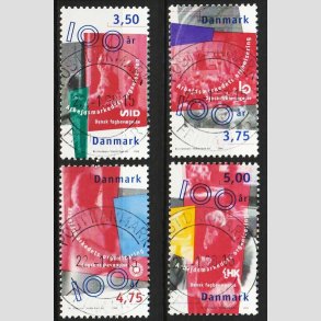 FRIM�RKER DANMARK | 1998 - AFA 1164-67 - Arbejdsmarkedet org. 100 �r - Komplet s�t - Pragt Stemplet