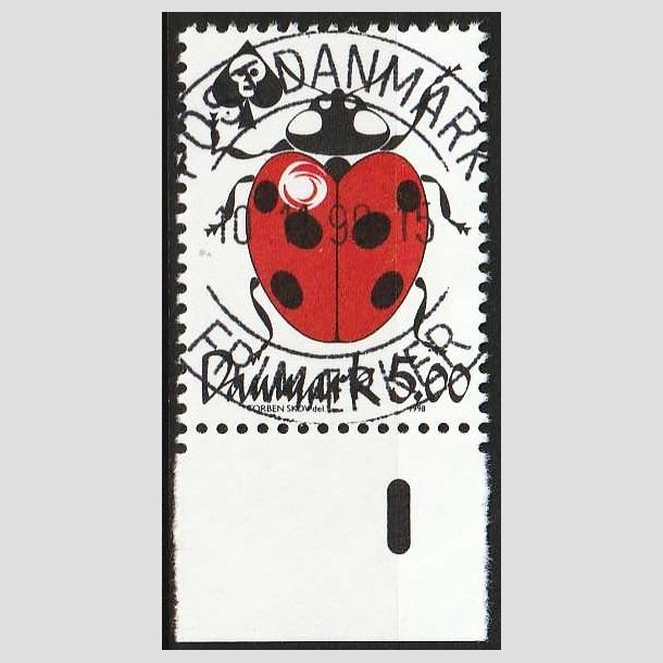 FRIM�RKER DANMARK | 1998 - AFA 1168 - Spar gift - 5,00 Kr. r�d/sort - Pragt Stemplet