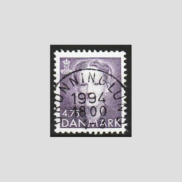 FRIM�RKER DANMARK | 1992 - AFA 1018 - Dronning Margrethe - 4,75 Kr. violet - Pragt Stemplet