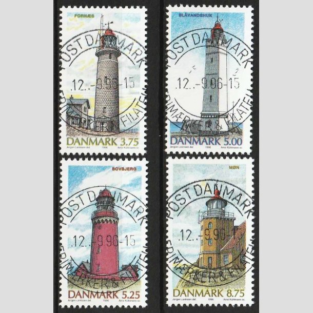 FRIM�RKER DANMARK | 1996 - AFA 1124-27 - Danske fyrt�rne - 3,75-8,75 Kr. flerfarvet i s�t - Lux Stemplet