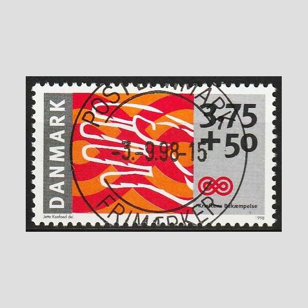 FRIM�RKER DANMARK | 1998 - AFA 1186 - Kr�ftens Bek�mpelse - 3,75 Kr. + 50 �re - Pragt Stemplet