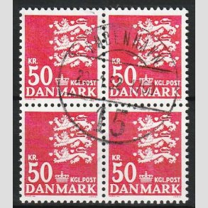 FRIM�RKER DANMARK | 1985 - AFA 824 - Rigsv�ben - 50,00 Kr. r�d i 4-blok - Stemplet 
