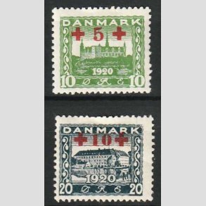 FRIM�RKER DANMARK | 1921 - AFA 120+121 - R�de Kors provisorier i s�t - Ubrugt