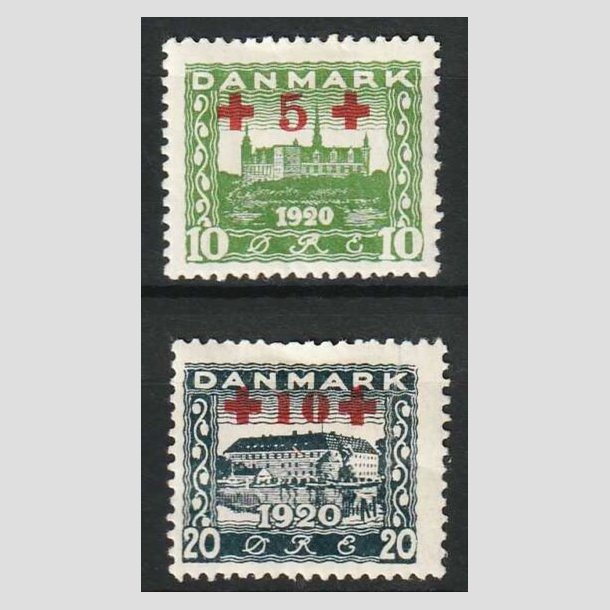 FRIM�RKER DANMARK | 1921 - AFA 120+121 - R�de Kors provisorier i s�t - Ubrugt