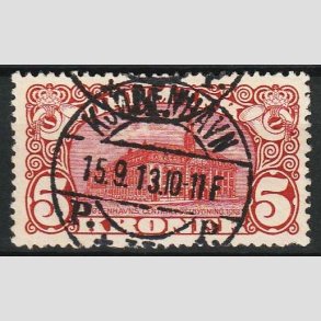 FRIM�RKER DANMARK | 1912 - AFA 67 - 5 Kr. Centralposthus - Stemplet (Mangler en tak S�)