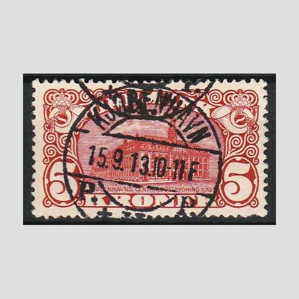 FRIM�RKER DANMARK | 1912 - AFA 67 - 5 Kr. Centralposthus - Stemplet (Mangler en tak S�)