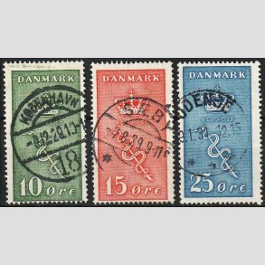 FRIM�RKER DANMARK | 1929 - AFA 178-80 - K�ftfrim�rker i komplet s�t - Flot Stemplet