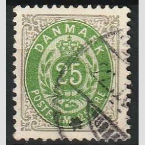 FRIM�RKER DANMARK | 1902 - AFA 29C - 25 �re gr�/gr�n - Stemplet