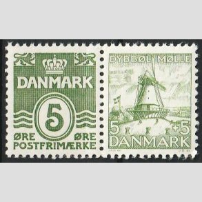 FRIM�RKER DANMARK | 1937-38 - AFA 234 - B�lgelinie 5 �re gr�gr�n - Postfrisk