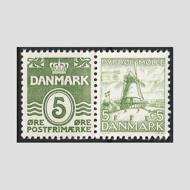 FRIM�RKER DANMARK | 1937-38 - AFA 234 - B�lgelinie 5 �re gr�gr�n - Postfrisk