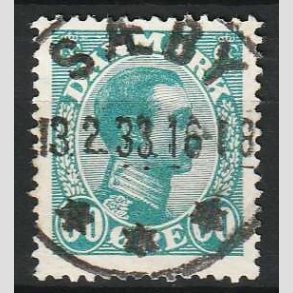FRIM�RKER DANMARK | 1921-22 - AFA 130 - Chr. X 60 �re bl�gr�n - Lux Stemplet S�by