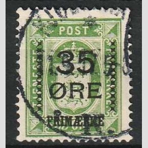 FRIM�RKER DANMARK | 1912 - AFA 62 - 35/32 �res Provisorier gr�n - Stemplet